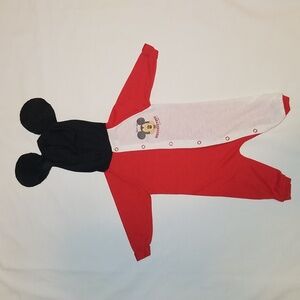 Disney JogTogs Red, White, Black Hooded Onesie w Mickey Mouse Ears (14-18 lbs)